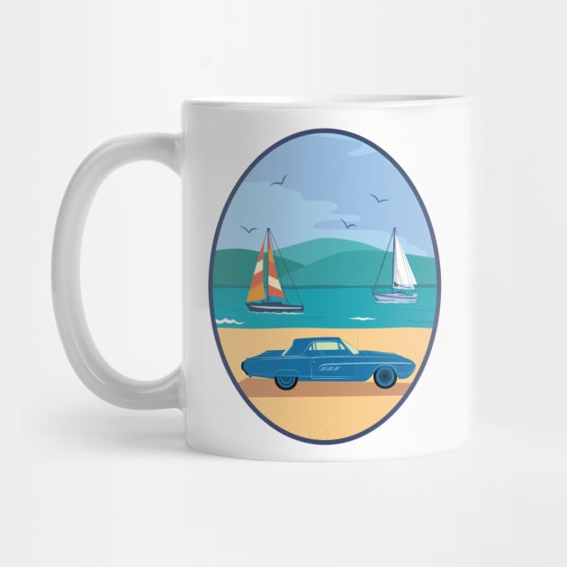 Classic Car on the Beach by SWON Design